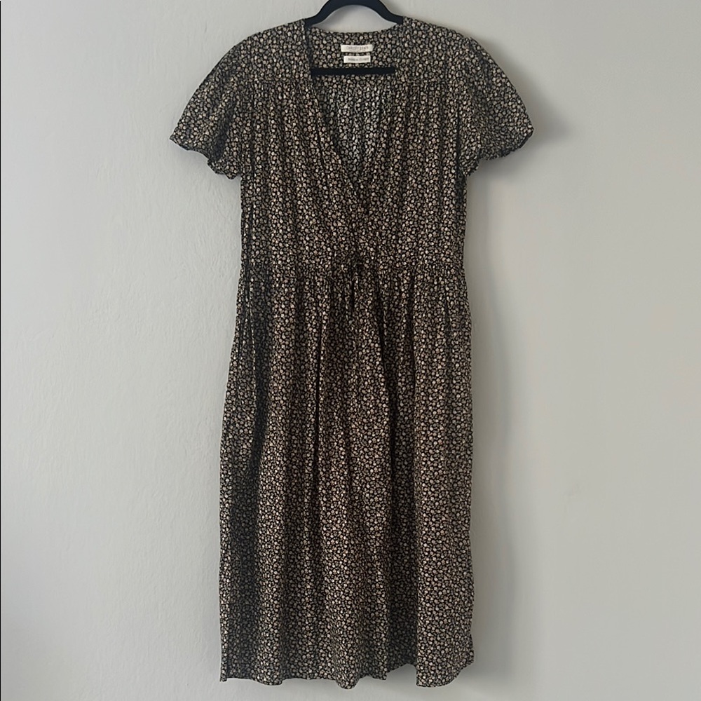 Christy Dawn Brown Flutter Sleeve V-Neck Sundress